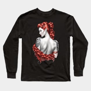 Red Haired Woman Sketch Long Sleeve T-Shirt